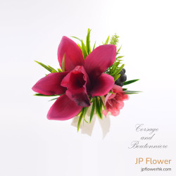 「夢幻紫蝶」絲花襟花手花套裝 | 婚禮新郎、嘉賓必備！