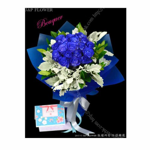 18枝荷蘭藍玫瑰花束-BO183