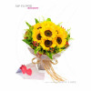 G花店：大欖送花首選，向日葵紅豆黃英花束，開心到爆！10枝向日葵 + 紅豆 + 黃英 + 襯葉-BO205