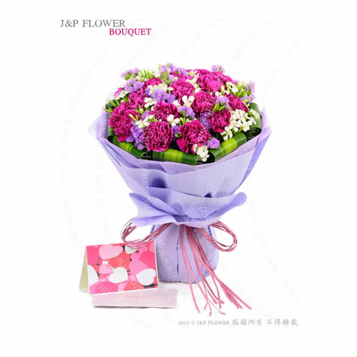 花束-18枝紫色康乃馨-BO390