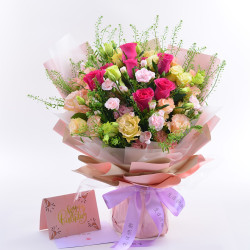 送花到迪士尼！G花店平價花藝選擇，玫瑰、綉球盡在其中-玫瑰, 綉球, 高蔴, 鼠尾草,大星芹花束-BO467