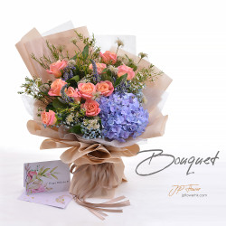 客製化玫瑰繡球花束 | 百變顏色，愛意隨心 | FlowerG 深水埗花店