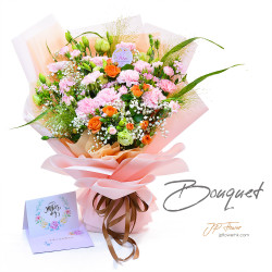 「溫柔心語」- 客製化康乃馨桔梗花束 | 生日與感恩之選 | 旺角花店直送