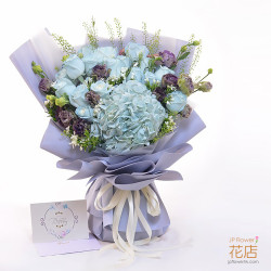 18枝JP玫瑰＋繡球 花束（客製化配色｜附2款襯花/葉材）