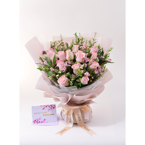 Flowerg Flower's 18-stem rose, lily, wintersweet, and baby's breath mixed bouquet, perfect for graduation ceremonies and birthday celebrations.