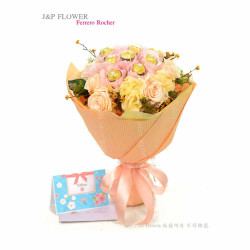 金莎朱古力絲花花束(12粒朱古力)-FR128